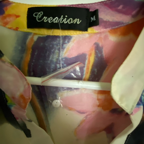 Multicoloured Sheer Blouse 3/4 Sleeve - Picture 3 of 9